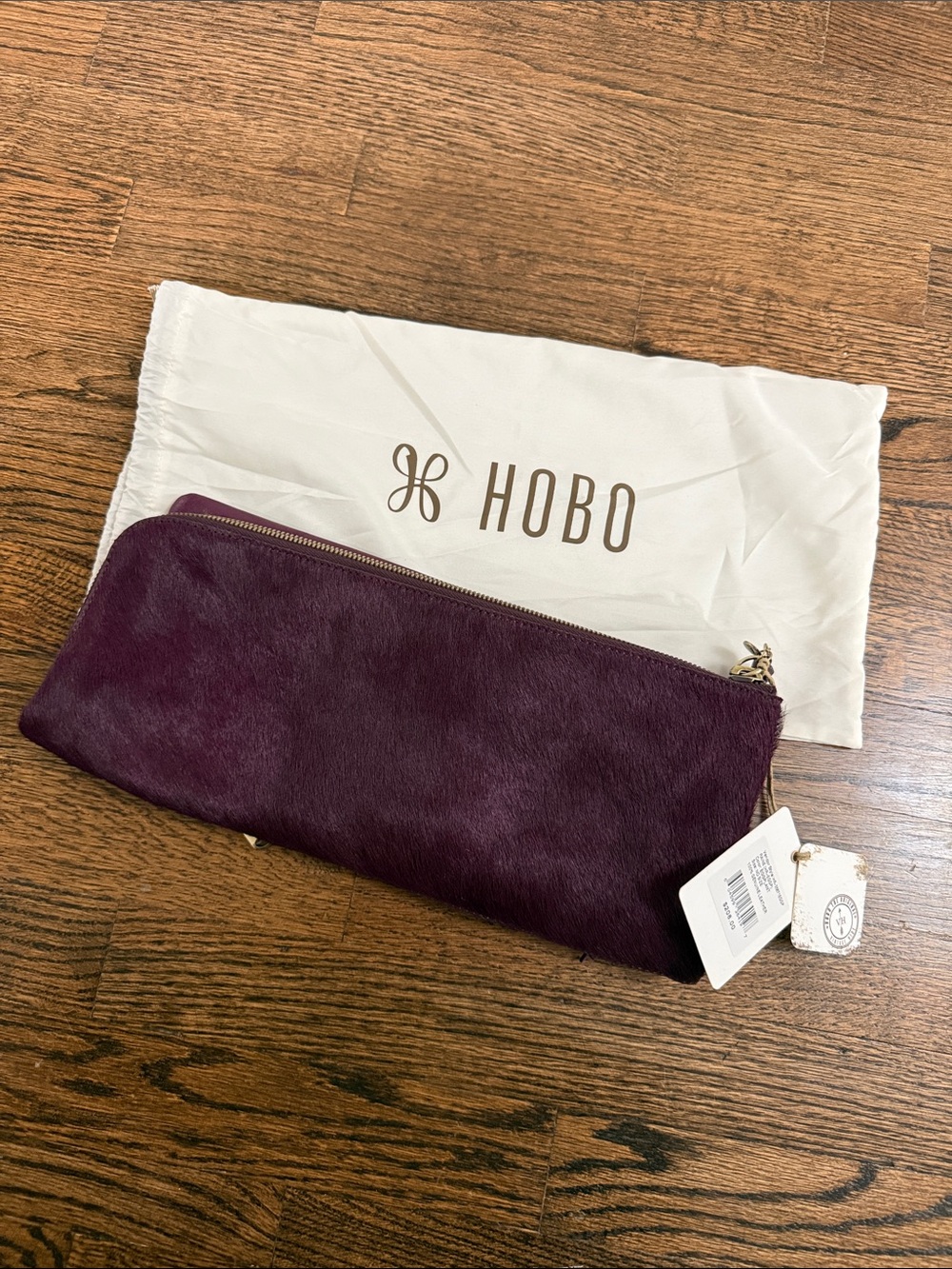 HOBO Deep Plum Haircalf Zip Wallet